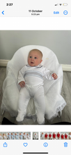 Load image into Gallery viewer, Baby Boys White Smocked Velour Baby Grow