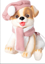 Load image into Gallery viewer, Little White Dog With Pink Scarf &amp; Hat