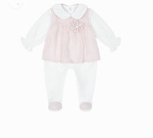 Load image into Gallery viewer, CHIC By Deolinda Baby Girls Pink Chiffon &amp; Tweed Three Piece Layette Set