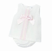 Load image into Gallery viewer, WEE ME BABY GIRL IVORY COTTON LACEY DRESS WITH PANTS