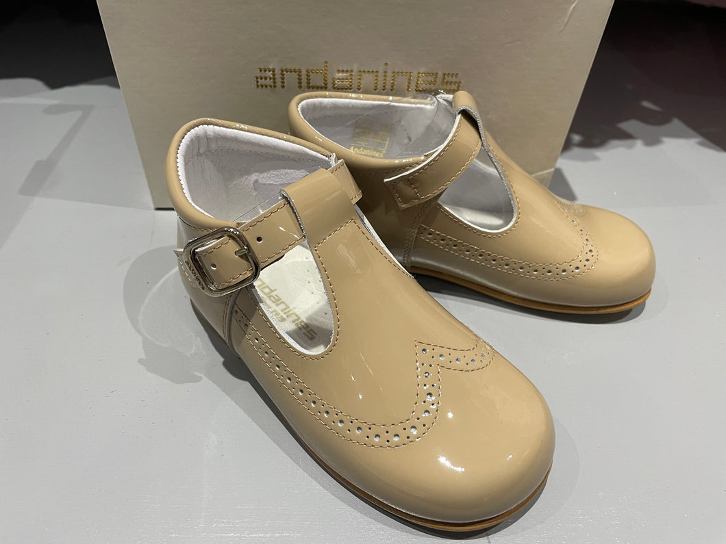 Andanines Camel Patent High Back Boys Shoes