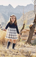 Load image into Gallery viewer, Girls Juliana Knitted Dresses Navy &amp; Cream