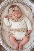 Load image into Gallery viewer, Baby Girls Knitted 2 Piece Jam Pant Set - Cream/Camel