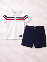 Load image into Gallery viewer, Mayoral Boys Stripped Polo Short Set - White, Red &amp; Navy