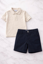 Load image into Gallery viewer, Mayoral Boys Polo Short Set - Camel &amp; Navy
