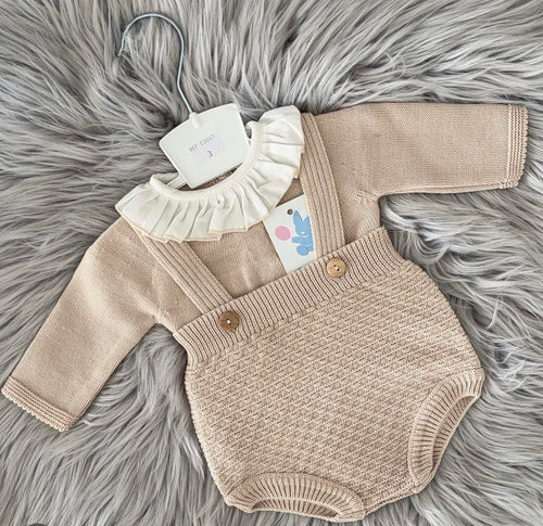 Baby Girls Knitted Camel Romper