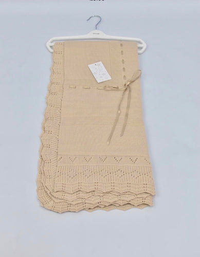 Spanish Knitted Baby Blanket - Camel