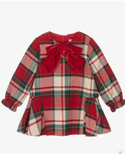 Load image into Gallery viewer, Abel &amp; Lula Girls Red Tartan Dress with Velvet Bow