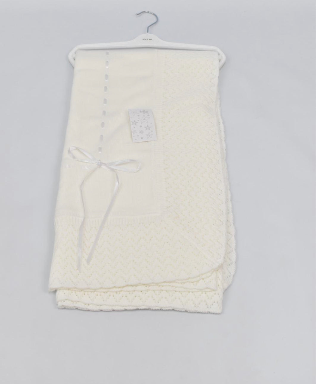 Spanish Knitted Baby Blanket - White