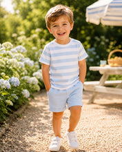 Load image into Gallery viewer, Pastels &amp; Co Boys Brandon Beach Hut Blues Polo &amp; Short Set - Blue 🩵