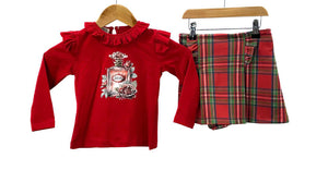 Neon Tartan Skort Set - Red