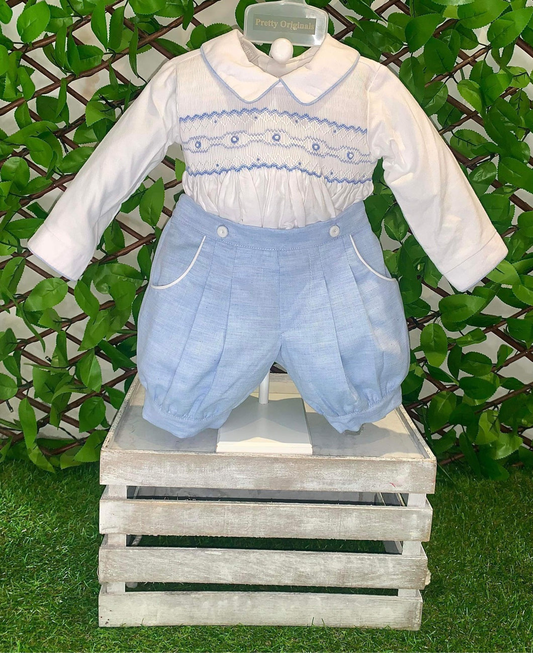 Boys Pretty Originals Smocked Short Set