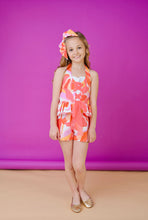 Load image into Gallery viewer, Babine Girls Coral &amp; Orange Abstract Tulle Jumpsit