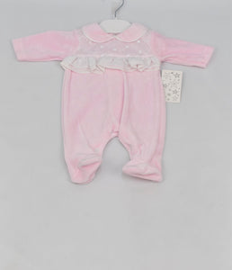 Baby Girls Velour baby Grow - Pink