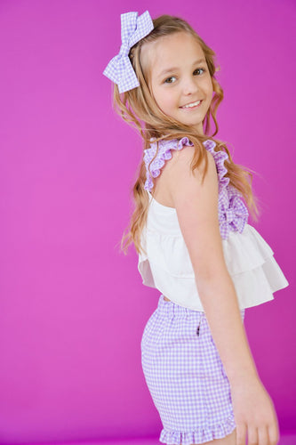 Babine Girls Gingham Short Set - Lilac 💜