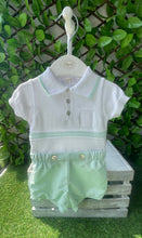 Load image into Gallery viewer, Rigola Boys Mint Green &amp; White Cotton &amp; Linen Short Set