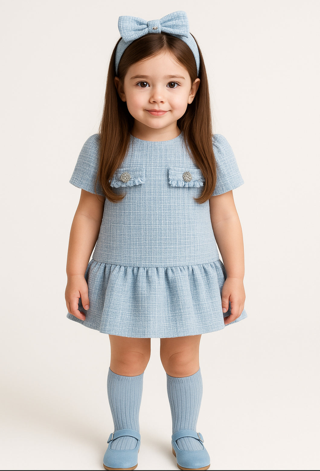 Chic by Deolina Girls Blue Tweed Dress