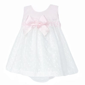 BABY GIRL WHITE EMBROIDERY SMOCK DRESS WITH PANTS
