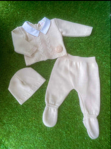 Baby Boys 3 Piece Knitted Set - Camel