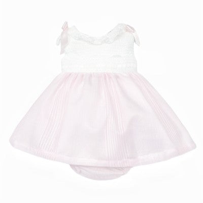 WEE ME BABY GIRL PALE PINK DRESS SHOULDER BOW WITH PANTS