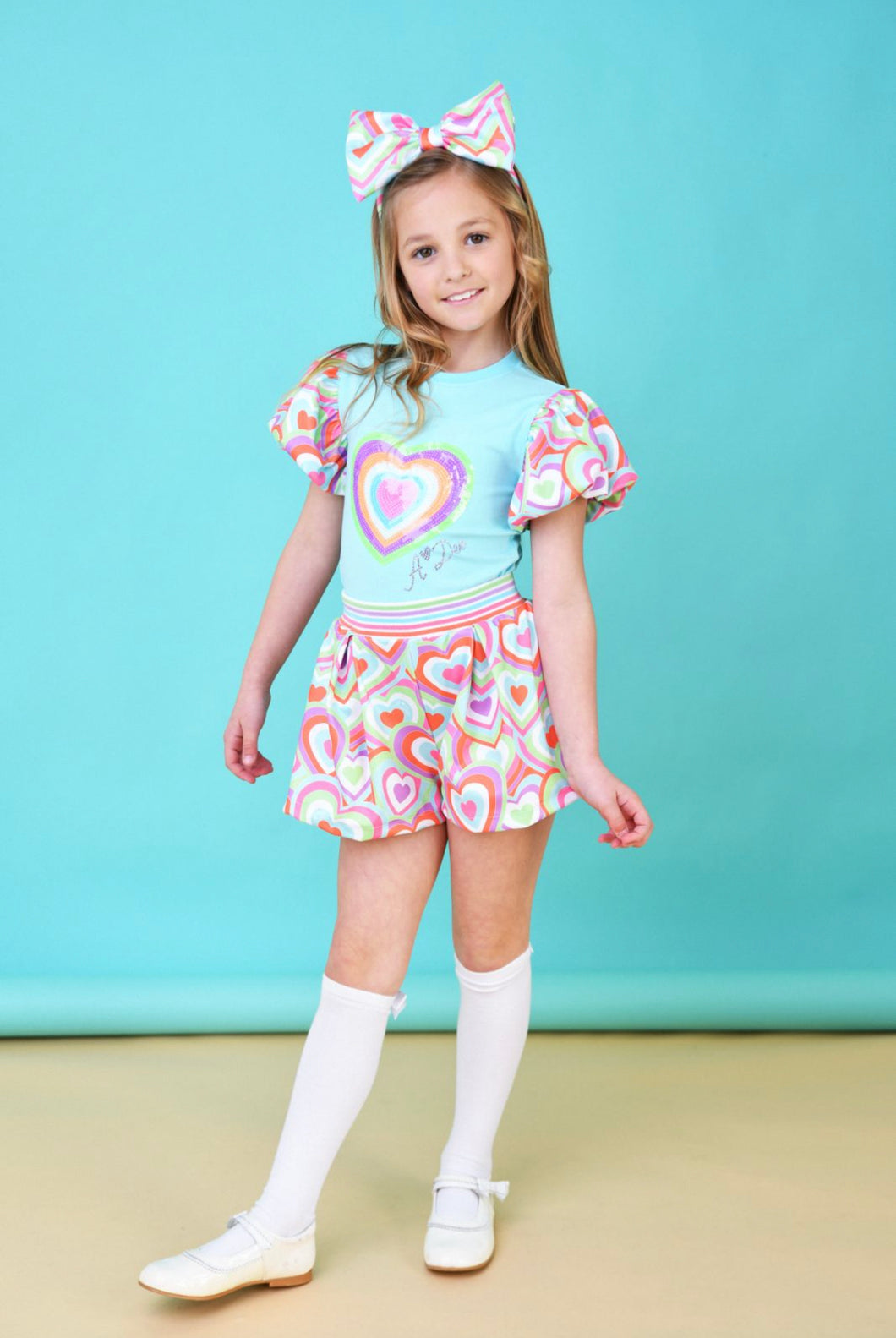A Dee Emma Popping Hearts Short Set Turquoise
