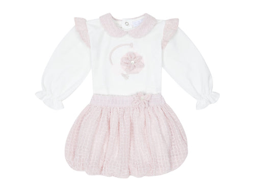 CHIC By Deolinda Girls Pink Chiffon & Tweed Girls Puffball Skirt Set