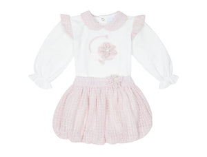 CHIC By Deolinda Girls Pink Chiffon & Tweed Girls Puffball Skirt Set