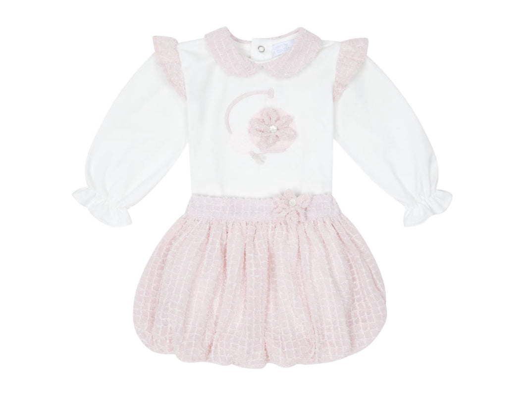 CHIC By Deolinda Girls Pink Chiffon & Tweed Girls Puffball Skirt Set