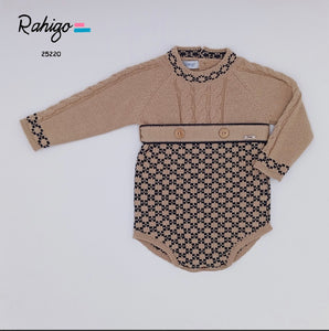 Pre-Order Rahigo Boys Romper - Camel & Navy