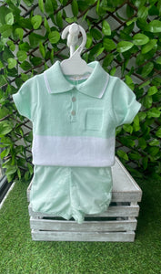 Rigola Boys Summer Mint  & White Cotton & Linen Short Set
