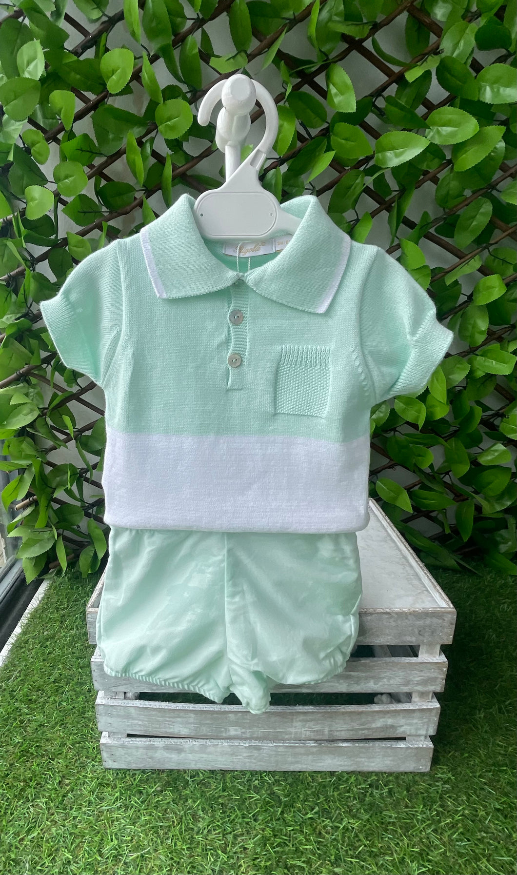 Rigola Boys Summer Mint  & White Cotton & Linen Short Set