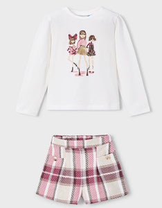 AW25 Girls Mayoral Top and Shorts Set Cherry