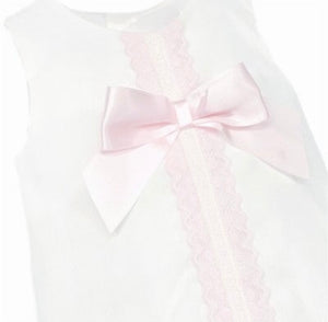 WEE ME BABY GIRL IVORY COTTON LACEY DRESS WITH PANTS