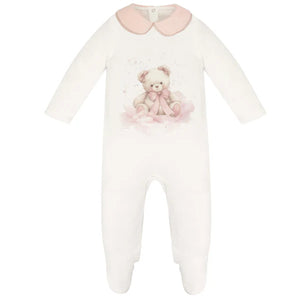 Jamiks Baby Girls Velour Soeli Bear Babygrow - Pink