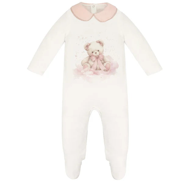 Jamiks Baby Girls Velour Soeli Bear Babygrow - Pink