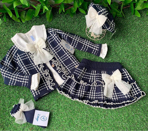 RAHIGO  Five Piece Check Skirt Set - Navy