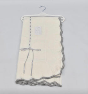 Spainish Knitted Baby Blanket - White & Grey