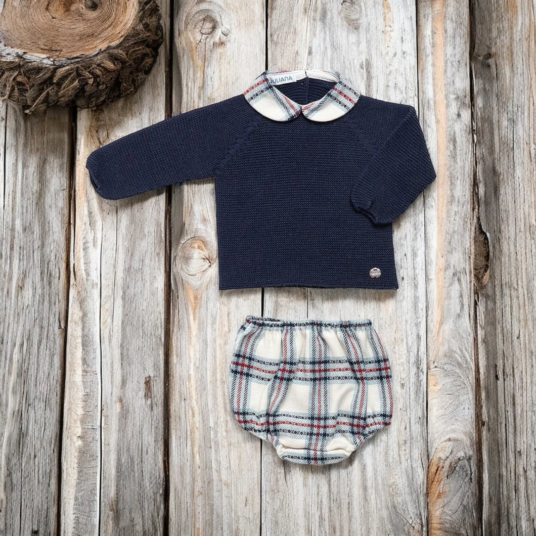 Juliana Boys Navy Checked Set