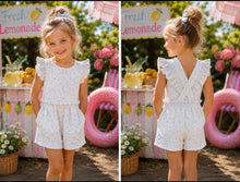 Load image into Gallery viewer, Rapife Summer Girls Floral Ruffle Straps Playsuit - Sky Blue