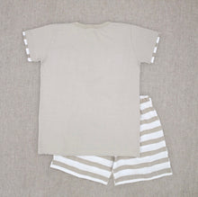 Load image into Gallery viewer, Rapife Boys Stripped Camel &amp; White Short Set
