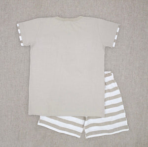 Rapife Boys Stripped Camel & White Short Set