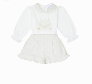 CHIBC By Deolinda Cream Tweed & Pearl Girls Short Set with Jacket