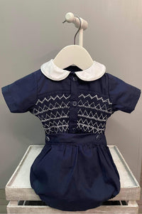 Bubba Booties Boys Smock Suit - Navy & White