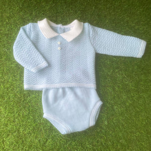 Baby Boys Knitted 2 Piece Set - Blue