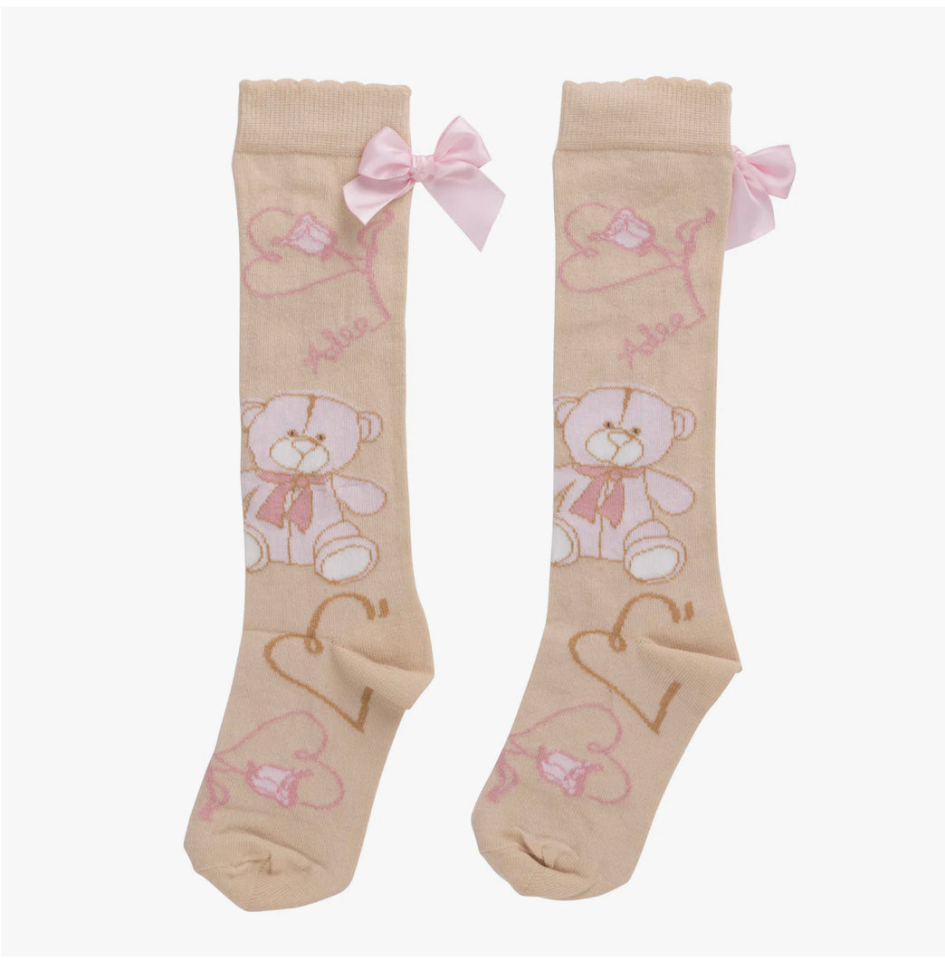 A DEE
Abstract Teddy Sloane Teddy Print Knee High Socks - Beige
£14.00