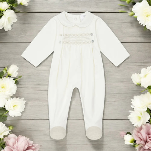 Deolinda Baby Boys Baby-grow  - White & Beige