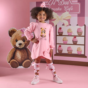 A Dee Girls Teddy Bear Bakery Michelle Dress - Rose Pink