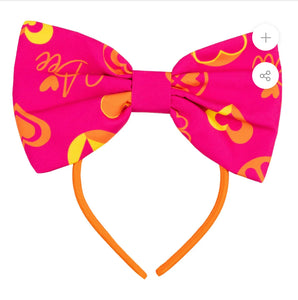 A Dee Mina Colour Block Heart Print Headband - Hot Pink