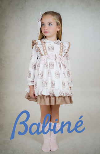 Babine Girls Double Bow Carousel Dress - Pink