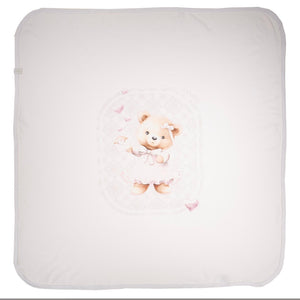 Jamiks white & pink teddy bear blanket